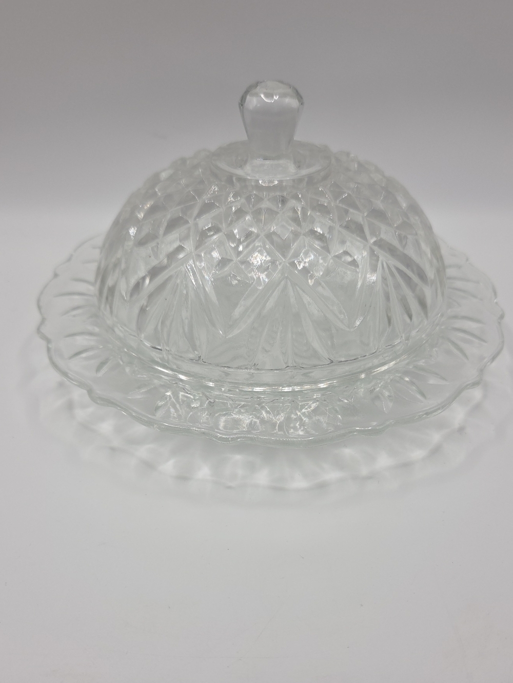 Anchor Hocking Pineapple Pattern Butter Dish. From About 1960's